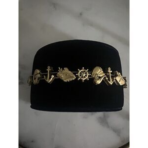 Vintage TOFA Bracelet Nautical Sailing Boating Slide Charms Gold Tone 7.5”